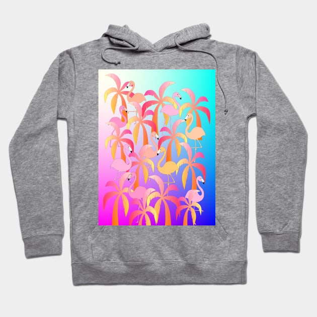 PINK Flamingo Jungle - Pink Flamingo Art Hoodie by SartorisArt1